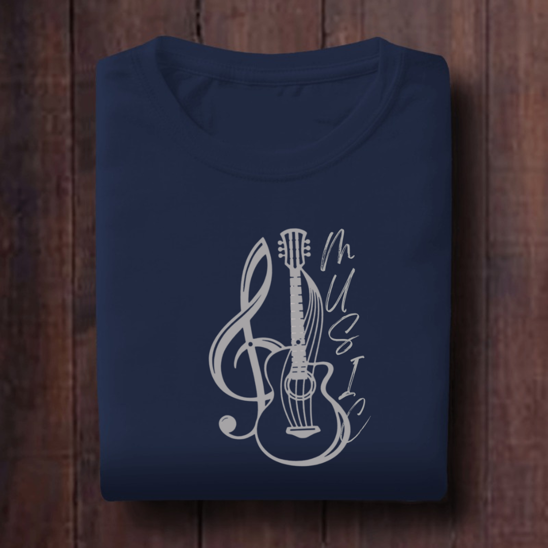 Music With Guitar And Music Symbol Unisex T Shirt