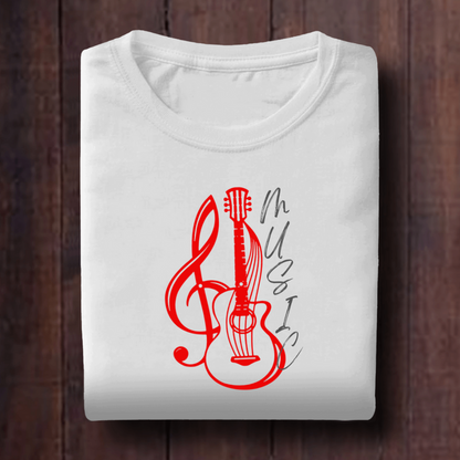 Music With Guitar And Music Symbol Unisex T Shirt