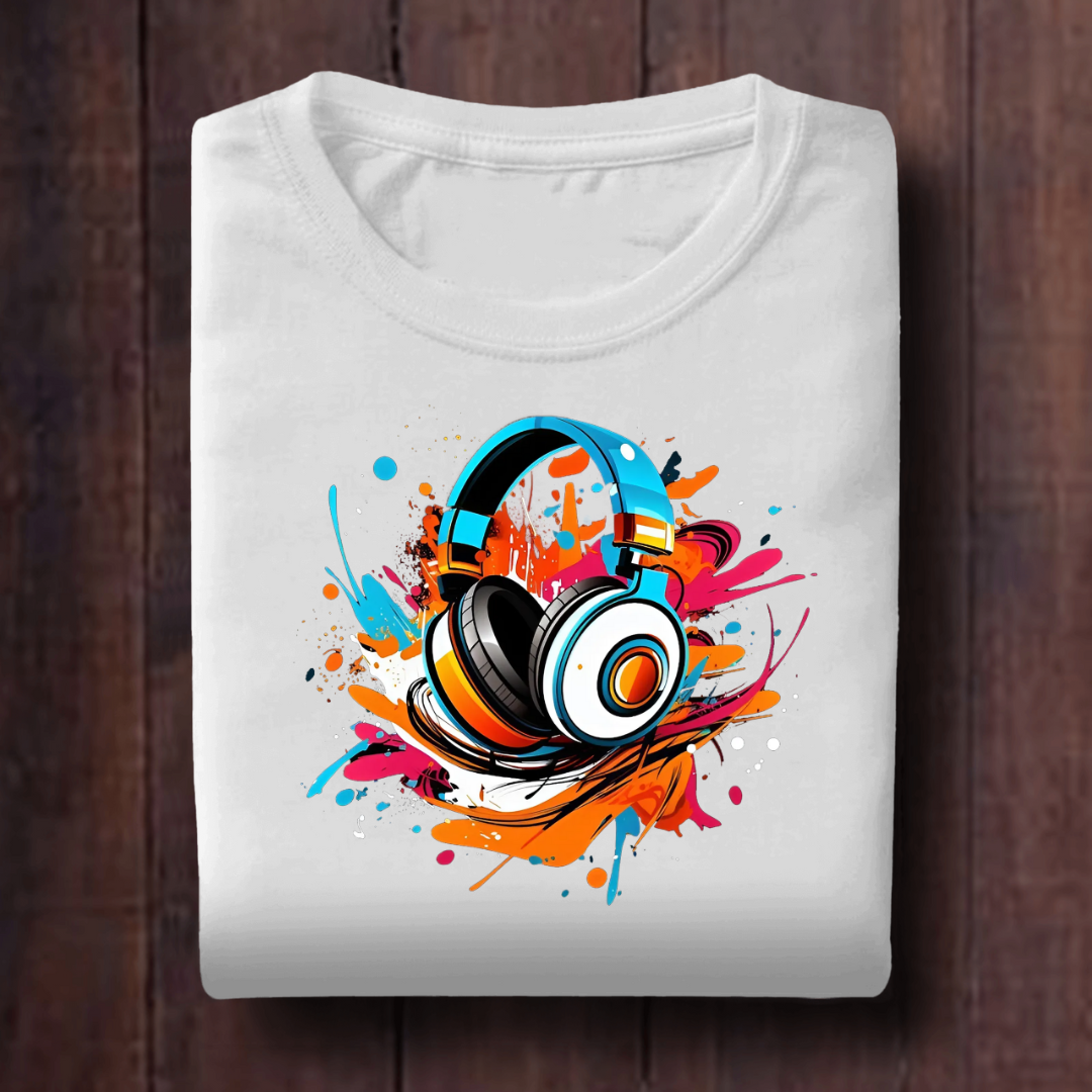 Colorful Musical Headphones unisex T Shirt