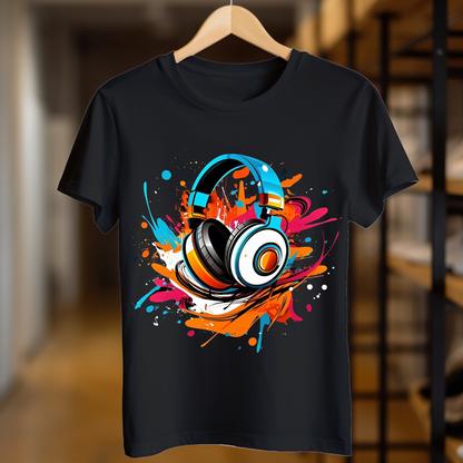 Colorful Musical Headphones unisex T Shirt