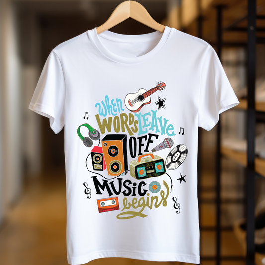 When Words Leave Off Music Begins Unisex T Shirt